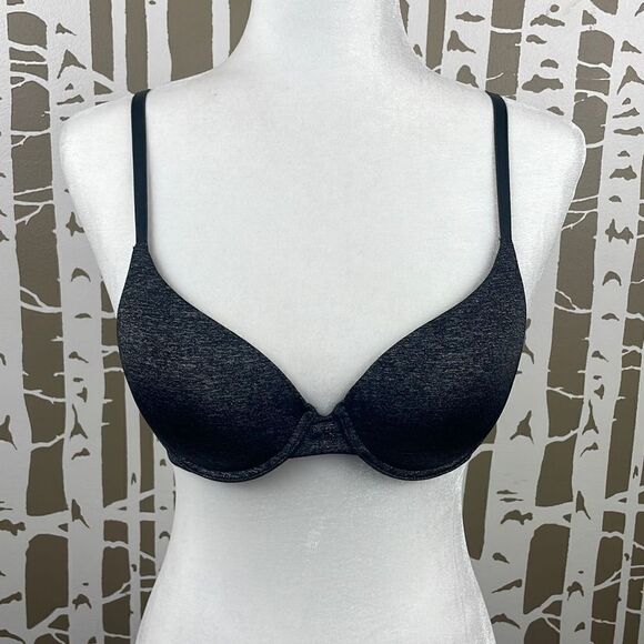 Victoria’s Secret Heathered Charcoal Grey Uplift Semi Demi Convertible Strap Und - Picture 1 of 8
